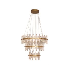 Lustre de Cristal Pendente Retangular Champanhe 27x80