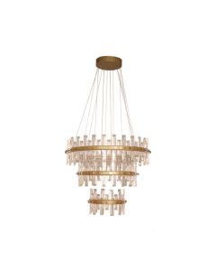 Lustre de Cristal Pendente Retangular Champanhe 27x80